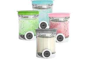 CARZIYER Lot de 4 Pots à Glace Compatibles pour Ninja NC700 NC701 - Récipients pour Pintes Ninja Creami Swirl et Couvercle (Gris/Rose/Vert/Bleu) - Sans BPA et Passe au Lave-Vaisselle
