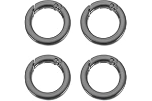 PATIKIL Spring O Rings, 4Pcs 1 Inch Metal Round Clips Flat Trigger Keyrings Snap Buckle Clasps for Keychains Bags Purses Straps Dog Leashes DIY Crafts, Black 25mm