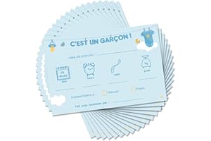 20 Cartes de Pronostics pour Baby Shower Garçon (Pronostics Garçon 2)