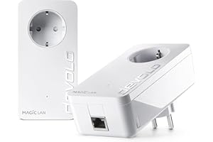 devolo 8413 Magic 2 LAN Starter Kit, adapter LAN Powerline – do 2400 Mbit/s, idealny do gier i domowego biura, 2 x złącze Gigabit LAN, dLAN 2.0, biały, bez Wi-Fi