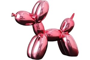 YOYUMI Escultura Perro Globo Chapado, Adorno de Lujo Esculturas, Estatua de Resina para decoración de Sala de Estar, Dormitorio y Oficina, Acabado Brillante, Rosa 18 x 20 x 9 cm