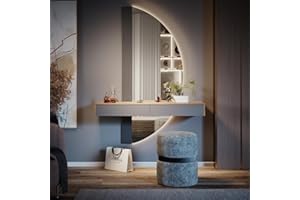 Vicco tavolo da toeletta Melisa, Rovere/Grigio, 120 cm con 2 cassetti