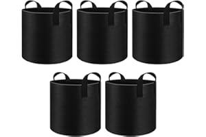 CWOQOCW 5 Stück verdickte Vlies-Pflanzbeutel, Belüftung, Stofftöpfe mit Griffen, Stoffbeutel für Gemüse, Blumen, Pflanzen, Pflanzentöpfe (20 x 20 cm)