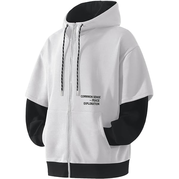 Sweat à Capuche Colorblock Pour Hommes - Zippé, Léger, Pour Sport Et Quotidien - 7