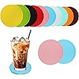 Drink Coasters Set of 10 Colours, Silicone Cup Coasters Non Slip Cup Mat Heat Resistant Cup Mat for Coffee Beer Mug Wine Glass Bottle Home and Bar