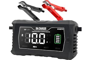 10 A, 12 V/24 V, helautomatisk billaddare underhållsladdare, desulfatator för bil, motorcykel, båt, bly-syra, litium, LiFePO4