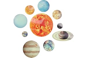 Garsent Świecące naklejki, 10 planet naklejki ścienne, kreatywne usuwalne błyszczące naklejki ścienne gigantyczne planety Układu Słonecznego Fluorescen