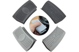 Ceqiny 2 pares de asas silicona para agarraderas de olla agarres de cocina, agarres de agarre de wok cubiertos de mango de silicona para ollas de hierro fundido sartenes y parrillas, negro y gris