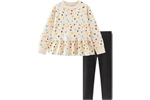 Gumyoss Mädchen Bekleidungsset Lange Tops Kinder Kleidung Baumwolle Langarm Sweatshirt Top+Legging 2-Piece Outfits Set Gr.92-122