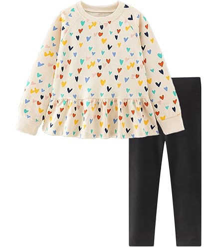 Completo Elegante Per Bambina 2 Pezzi - Top Maniche Lunghe E Pantaloni Dritti - Taglie 2-6 Anni Per Autunno E Primavera
