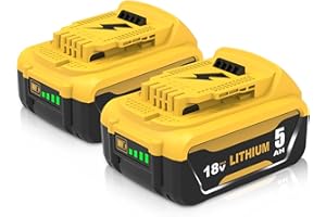 BOETPCR 2 Piezas de Repuesto para Dewalt batería 18V 5.0Ah DCB184 DCB180 DCB181 DCB182 DCB200 DCB201 DCB204 DCB127 DCB112 DCB115 con indicador LED (Amarillo)