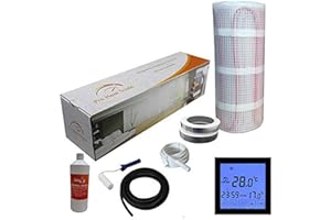 Nassboards Premium Pro - Kit de Calefacción Eléctrica Caja Amarilla Por Suelo Radiante de 200 W - 5.0m² - Termostato Negro Con Pantalla Táctil