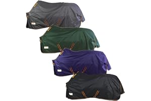 Marengos by Bucas - Winterdecke 1200D Irish Turnout | atmungsaktive & wasserdichte Outdoordecke mit Innenfutter & Kreuzbegurtung | Blau/Orange in Größe 155cm (50g/m² Füllung)