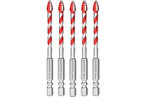 BAKESHU 5 Pcs Eccentric Drill Bit,Masonry Drill Bits,Professional Tungsten Carbide Drill Bit for Tile,Glass,Quartz,Porcelain,Cement,Ceramic,Brick,Granite,Marble,Plastic,Wood (6mm)