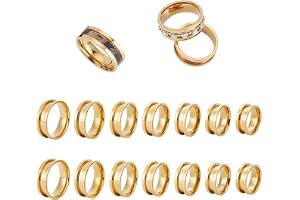Enhörning ring tomma ringar i titan stål räfflade fingerringar set regnbåge färg kärna inlägg ring för harts tomma unisex rin