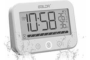 LXSZRPH Digital LCD Waterproof Timer Shower Clock, Waterproof for Water Spray, Bathroom Clock Wall, Two Suction Cup, Displays Time, Temperature, and Indoor Relative Humidity (1, White)