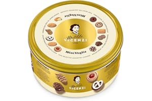 Matilde Vicenzi - Biscotti Minivoglie, Selezione di Pasticceria, Frolle ripiene di Cioccolato, Crema o Confettura, Frollini al Burro o Cacao in una Scatola Regalo di Latta, Confezione da 500 gr