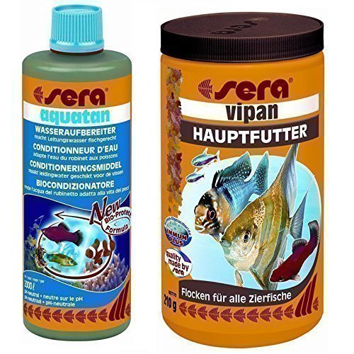 Preisvergleich Produktbild Sera Vipan Flockenfutter Hauptfutter 1Ltr. + Aquatan 500ml Wasseraufbereiter