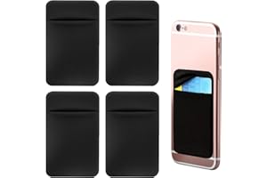 KSBBHDS 4 Stück Handy-Rückenaufkleber, Handy-Kartenhalter, Selbstklebende Handytasche, Elastischer Stoff-Kartenhalter, Handy-Zubehör (Schwarz)