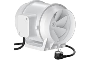 HG Power Ventola di Aspirazione 125mm Estrattore Ventilatore in Linea Ventilazione e Scarico Interni per Tende Idroponiche, Bagno, Garage, Laser 3D Estenuante