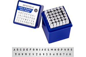 BENECREAT 36 Pack (3 mm 1/8 ") Sellos de letras y números Herramientas Estampadas de Metal Perforado - Material de Acero de Carbono Duro Galvanizado para Perforación Metal, Joyería, Cuero