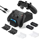 KEKUCULL Xbox Serisi X/S, Xbox One/One X/One S Denetleyicileri ile Uyumlu &Ccedil;ift Dock Şarj İstasyonu, 2 x 1100 mAh Şarj Edilebi