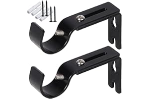 AIPWEYT STORE Soporte para Barra de Cortina, Soporte Barra Cortina con Tornillos, Soporte de Barra de Cortina Ajustable, Soportes Ajustables de Pared, Adecuado para Dormitorio, Armarios, Baño, Casa, Oficina, 2PCS