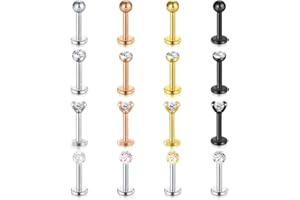 Mayhoop 16G Piercing Trago Helix in Acciaio Chirurgico Palla CZ Anelli al Labbro Helix Trago Cartilagine Orecchino Piercing del Corpo