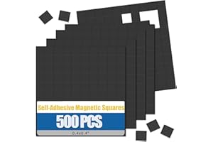 JUKIBOLE 500 Pièces Aimant Autocollant, 10x10mm Plaque Aimantée Adhésive, Plaquettes Magnétiques Autocollantes, Petit Aimant a Coller Plat pour École, Bureau, Réfrigérateur, Photos