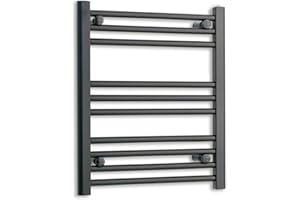 500mm Wide Black Heated Towel Rail Straight Flat Bathroom Warmer Radiator Rack Central Heating Turkish Zone (500mm x 700mm)