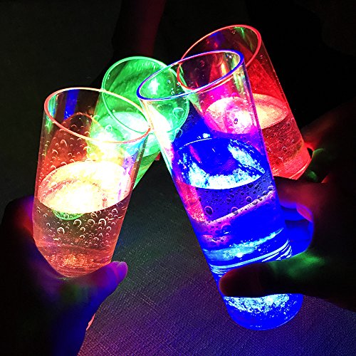 400ml LED Longdrinkglas Longdrinkgläser Geburtstag Party Hochzeit Kunststoffglas LED beleuchtetes Trinkglas Partyglas Bierglas