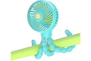 SmartDevil,Ventilatore per passeggino, a 3 velocità, portatile, con clip per passeggino, a batteria, con treppiedi flessibile, mini ventilatore portatile per seggiolino auto, campeggio, colore: blu