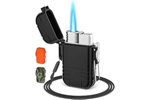 TMDWON Torch Lighter Butane Lighter Waterproof Windproof Lighter for Hiking Camping, Black (No Butane)