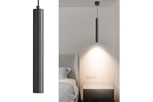 MIKERU Moderno Cilindro Lampadario A Sospensione, Faretti A Led Cob Per Soffitto, Lampada A Sospensione Per Bancone (Nero-30CM, 1-Pack)