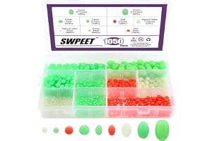 Swpeet 1050 st ovala plastformade lysande fiskepärlor sortimentsats, mjuka lysande fiskepärlor riggade pärlor fiskedrag pärlor fiskedrag verktyg flottörset för fiskerigg