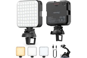 ESMART Luz LED Cámara, Luz de Fotografía Vídeo,64 LED Brillos Ajustables de 2500K-6500K,Kit de Iluminación con 3 Modos,CRI 95+, Foco Led Portátil para Grabación de Video/Transmisión en Vivo