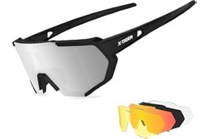 X-TIGER Occhiali Da Ciclismo Con 5 Lenti intercambiabili, TR90 Occhiali Bici MTB per Ciclismo Corsa Pesca Guida