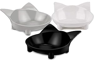 STARVAST 3 Pcs Cat Bowl, Anti-Slip Cat Food Bowl | Cat Feeding Bowl | Cat Water Bowl | Multipurpose Pet Feeding Bowls – Black/White/Grey