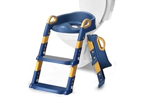 RZMZBY Reducteur Toilette Enfant,Siège de Toilette Marches Enfant Réglable,pour Toilettes en Forme de V, U, O (Bleu)