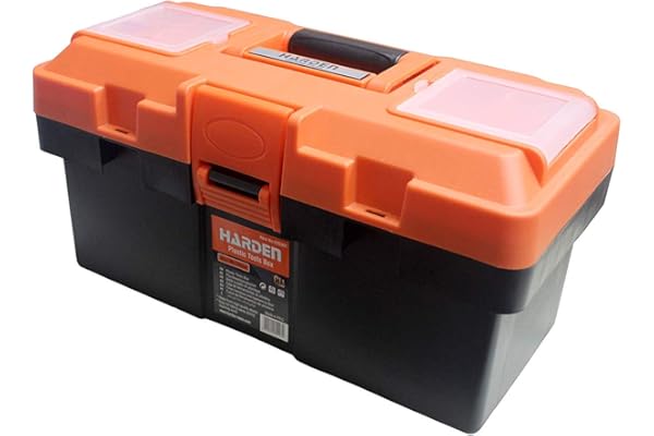 Harden Professional Reinforced Plastic Moulding Tool Box with Transparent Accessories Storage Box and Isolation Tray (35.5 X 18 X 18.5 cm) - 520301