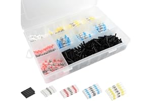 FUNNYTEK Juego de conectores de línea 500 piezas, conector de soldadura, conector retráctil, manguera retráctil impermeable, conector de cable de soldadura, conector de cable, kit de conector soldado