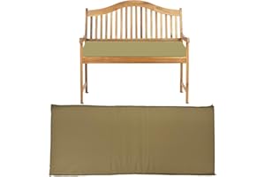 Brillars Garden Patio Bench Pad Outdoor Waterproof Water Resistant Fabric 2/3/4 Seater Furniture Swing Seat Hammock Thick Pillow Cushion (3 Seater, Sand)