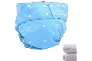 LukLoy - Couches en tissu pour adolescents/adultes avec 2 inserts pour soins d'incontinence – Poche à double ouverture, lavable, réglable, réutilisable, sans fuite (bleu)