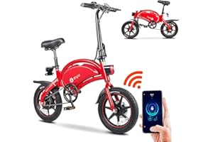 DYU Vélo Électrique Pliable, 14 Pouces Vélo Électrique Portable avec Télécommande APP, Intelligent Vélo Électrique Assistance Pédale avec Écran LCD, Unisexe Adulte Jeunesse