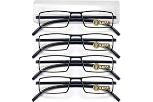 LUFF 4 sztuki okularów do czytania z elastycznymi gałązkami, okulary do czytania anty-niebieskie światło, ultralekkie okulary do czytania dla kobiet