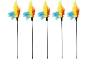 SUJEBKC 5 Pezzi Giochi per Gatti,Gioco per Gatto,Giochi Interattivi per Gatti,Bacchetta Gatto,Gioco Gatto Piume