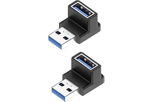 talNite 2-Pack USB 3.0 Right Angle Adapters, USB-A Male to Female 90-Degree Extension Connectors, High-Speed Data Transfer and Charging for Devices with USB-A Ports