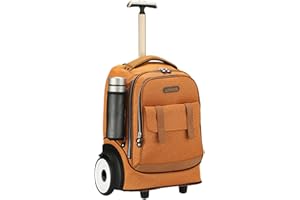 UNIKER Rolling Laptop Bag for 15.6 Inch Laptop,Community Nurse Bag on Wheels Work case,Roller Backpack for School, Business Daypack,Laptop Roller Case Travel Carry-on,T5- Tawny‌, 40L