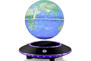 DIDWI Globe en lévitation flottant rotatif de 15,2 cm, lampe globe en lévitation magnétique, cadeau sympa pour Noël, anniversaire, décoration de bureau à domicile (lumières blanches)