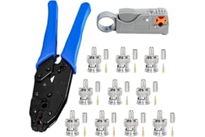 Kagni herramienta Red - Pelacables coaxial, 1 crimpadora + 1 alicate pelacables +10 conectores F para RG58/RG59/RG6